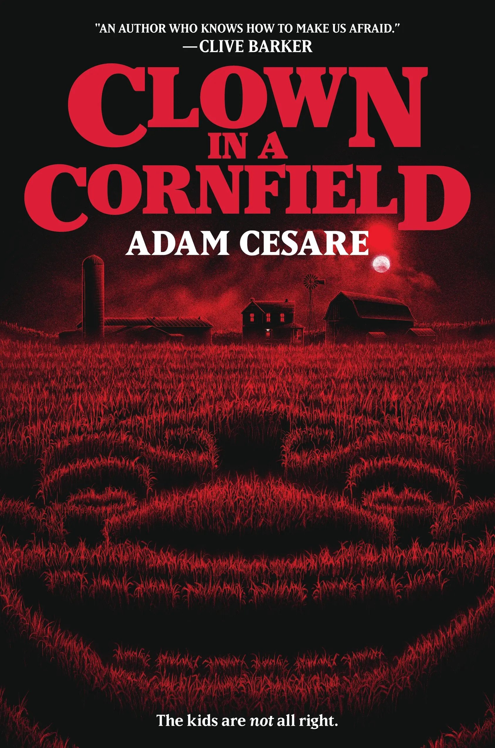 The book cover for 'Clown in a Cornfield' by 'Adam Cesare