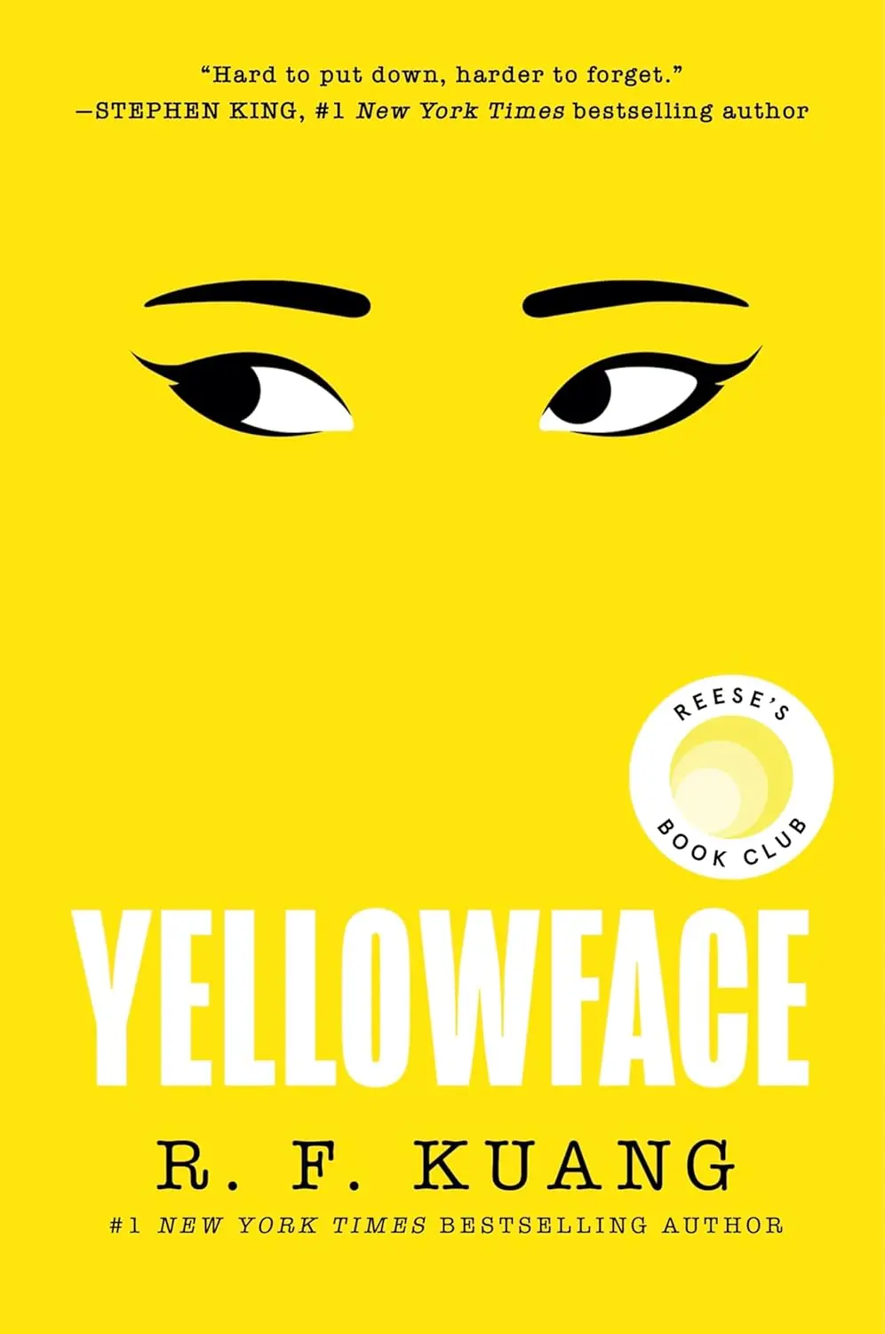 The book cover for 'Yellowface' by 'R.F. Kuang