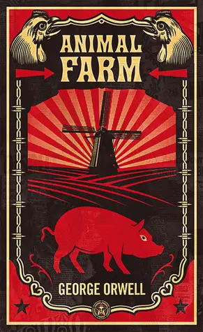 The book cover for 'Animal Farm' by 'George Orwell