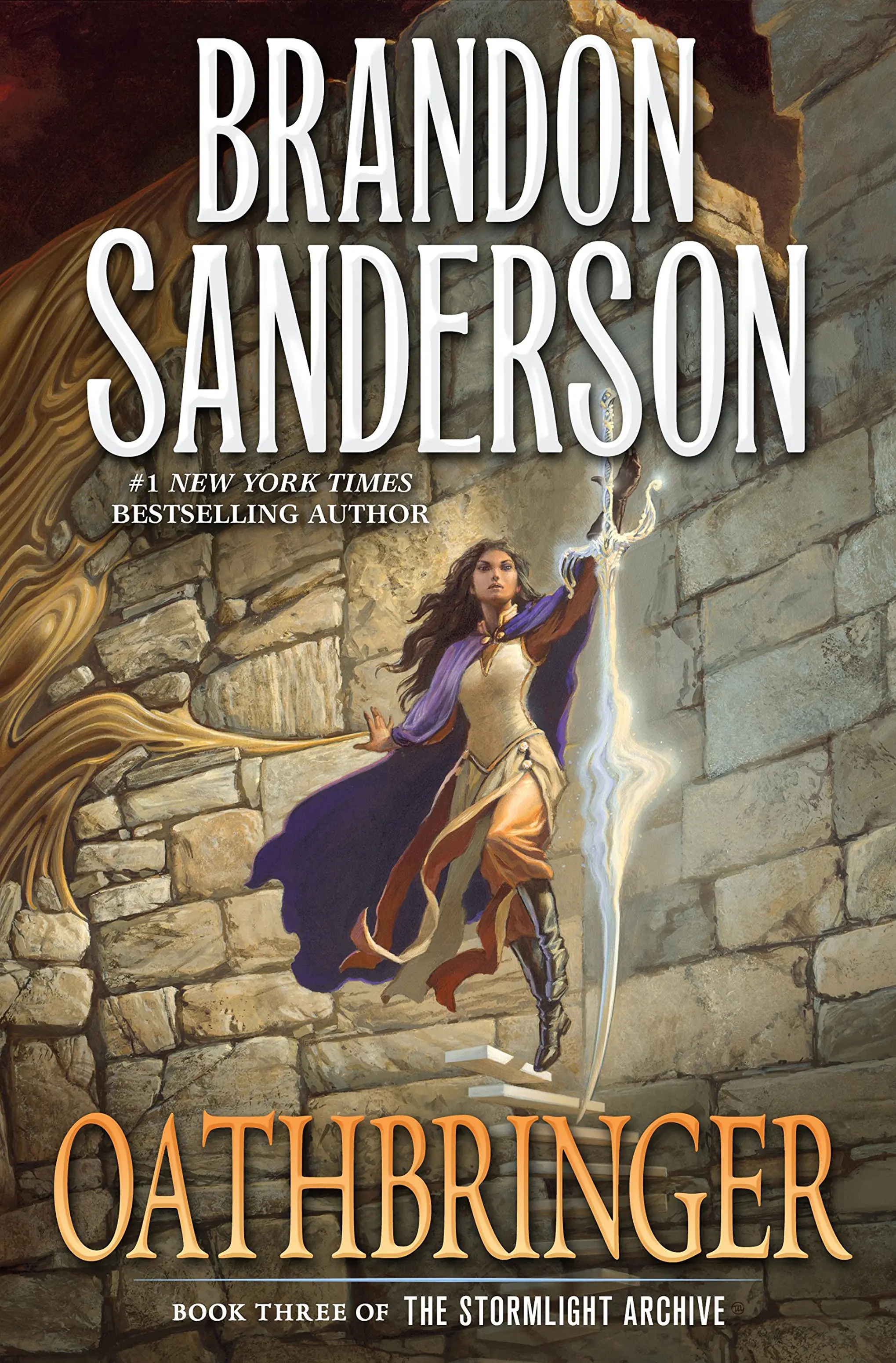 The book cover for 'Oathbringer' by 'Brandon Sanderson
