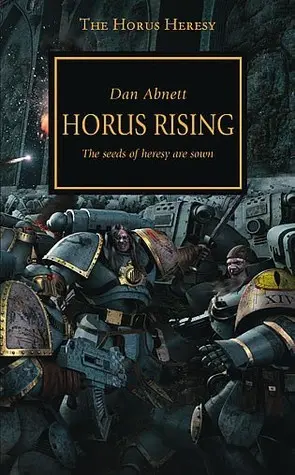 The book cover for 'Horus Rising' by 'Dan Abnett
